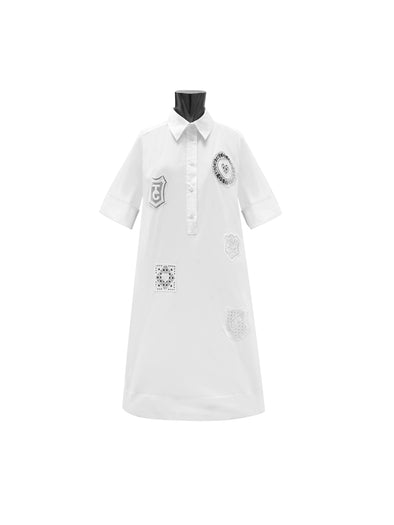 M713 Printed Gabardine Chemisier Dress
