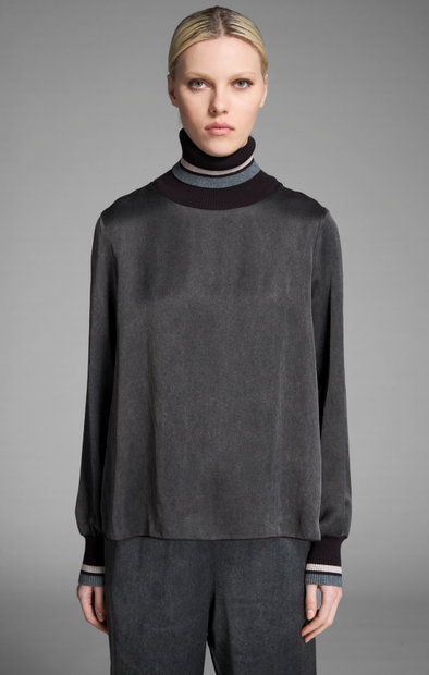M713 Printed Gabardine Chemisier Dress