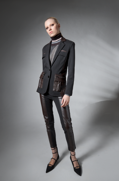 M713 Printed Gabardine Chemisier Dress