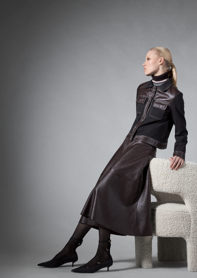 M713 Printed Gabardine Chemisier Dress