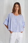 Blusa a Righe con Maniche a Volant B910