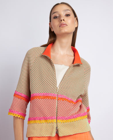 Jacquard lace knit jacket