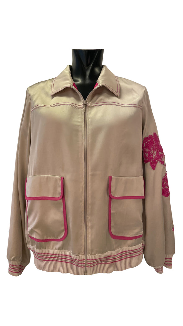 Jacket in satin and viscose fabric