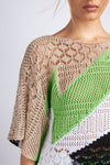 Lace stitch knit blouse